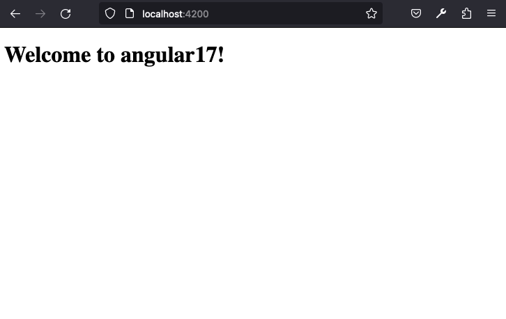 Navegador no endereço http://localhost:4200 exibindo o novo projeto Angular 17 criado