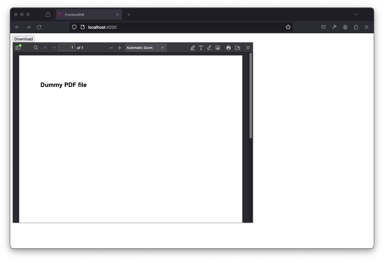 Navegador Firefox mostrando o PDF renderizado em um iframe