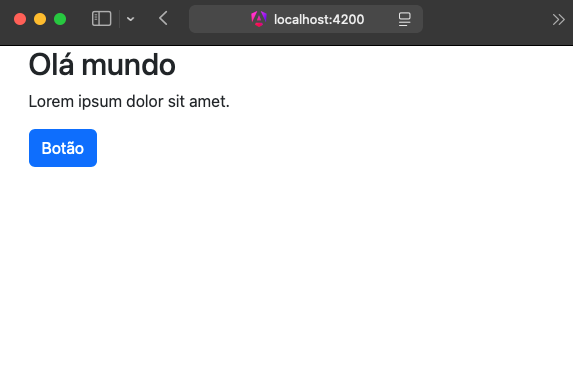 Navegador mostrando o conteúdo do endereço localhost:4200